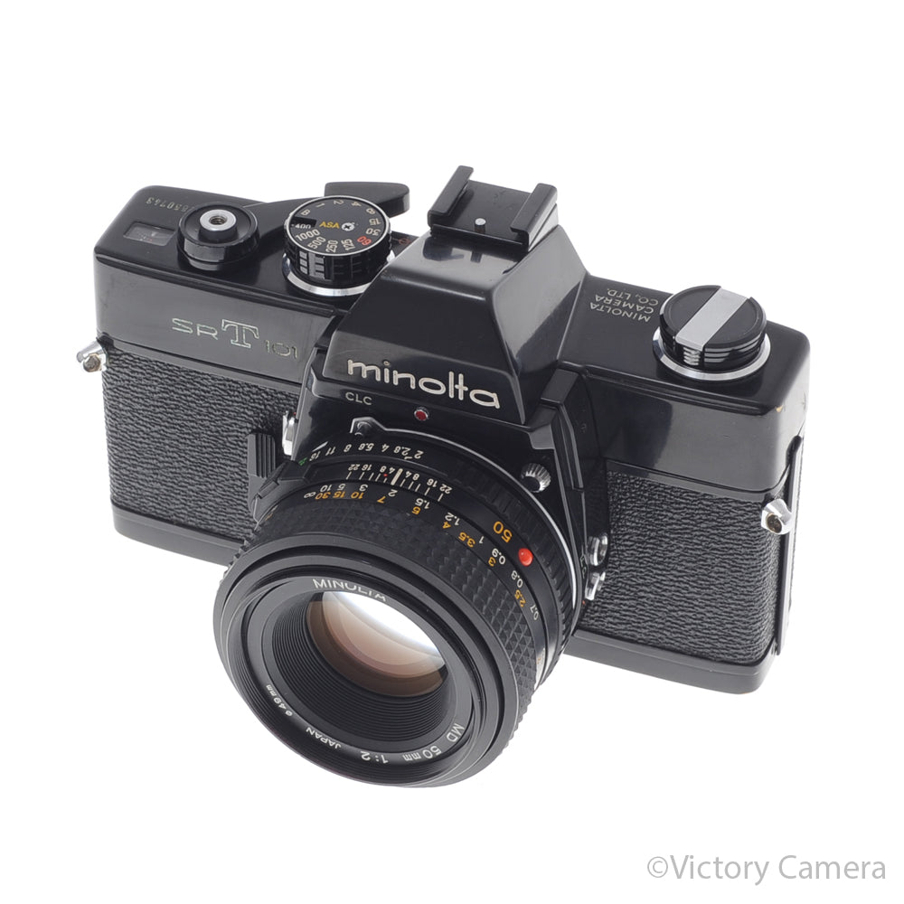 Minolta SRT101 SRT 101 Black 35mm Camera w/ 50mm f2 Lens [EXC] image 2