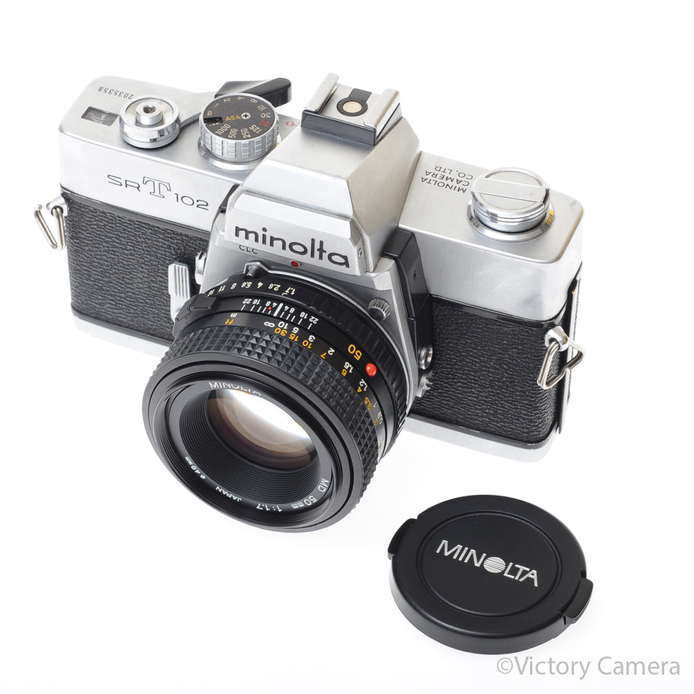 Minolta SRT 102 SRT 102 Chrome 35mm Camera w/ 50mm F1.7 Lens [EXC] image 5