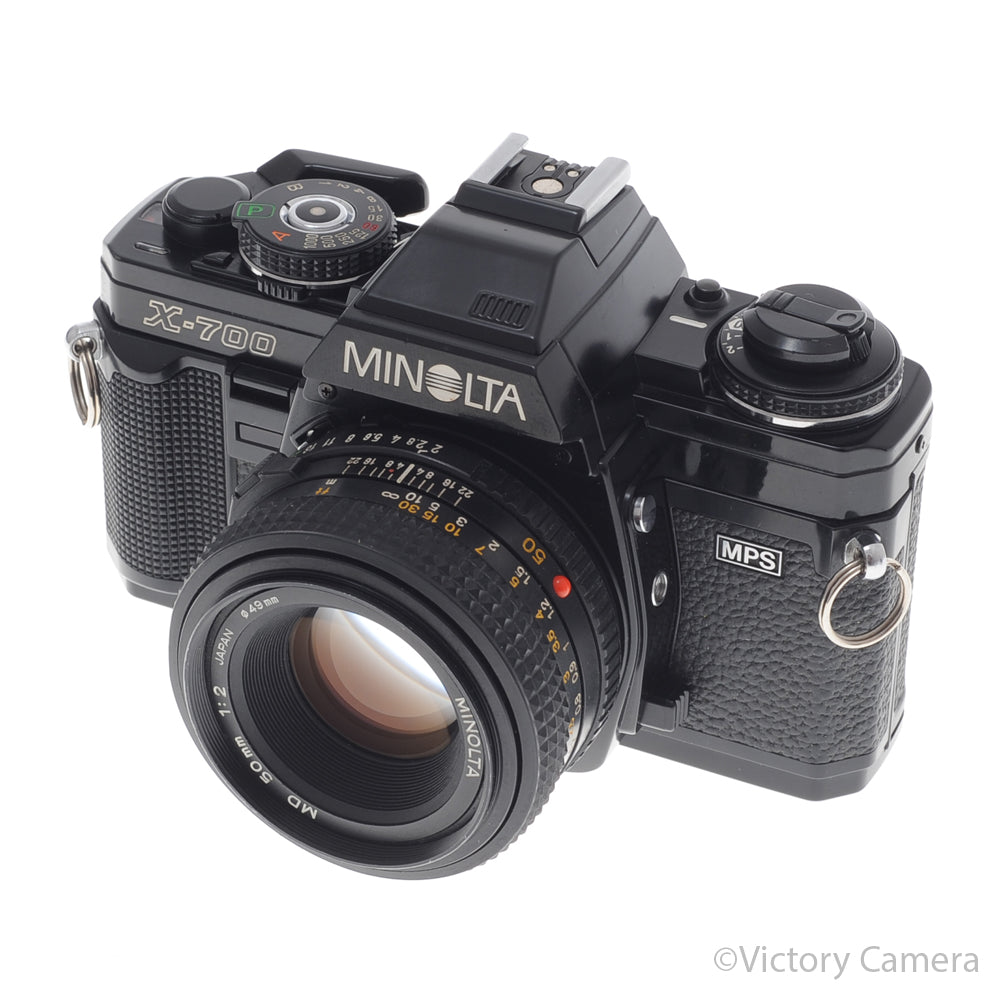 Minolta X-700 X700 Black 35mm SLR Film Camera w/ 50mm f2 Lens [EXC+] - Victory Camera