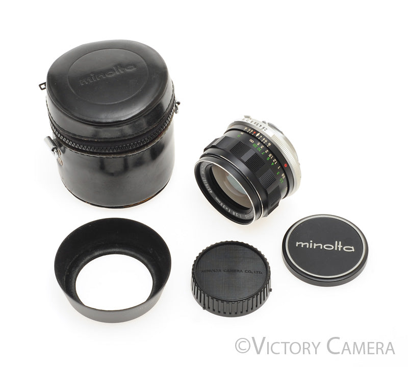 Minolta W.Rokkor-HG 35mm f2.8 MD Wide Lens w/ Case + Shade [EXC-]