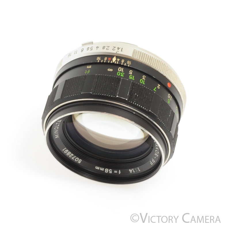 Minolta Rokkor-PF MC 58mm F1.4 Prime Lens [EXC] - Victory Camera