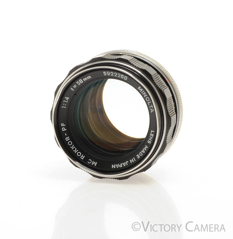 Minolta Rokkor-PF MC 58mm F1.4 Prime Lens [GOOD] - Victory Camera