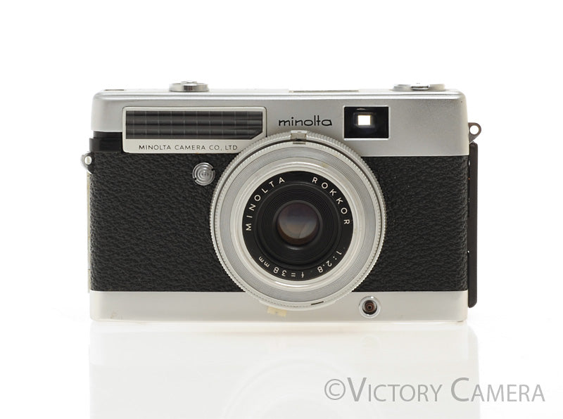 Minolta Minoltina-P Chrome 35mm Film Camera w/ 38mm f2.8 Lens + Case [EXC+] - Victory Camera