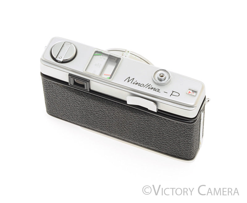 Minolta Minoltina-P Chrome 35mm Film Camera w/ 38mm f2.8 Lens + Case [EXC+] - Victory Camera