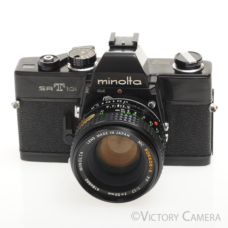 Minolta SRT101 SRT 101 Black 35mm Camera with 50mm F1.7 Lens [EXC] image 1