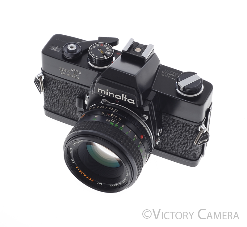 Minolta SRT Super Black 35mm Camera w/ 50mm F1.7 Lens [EXC] - Victory Camera