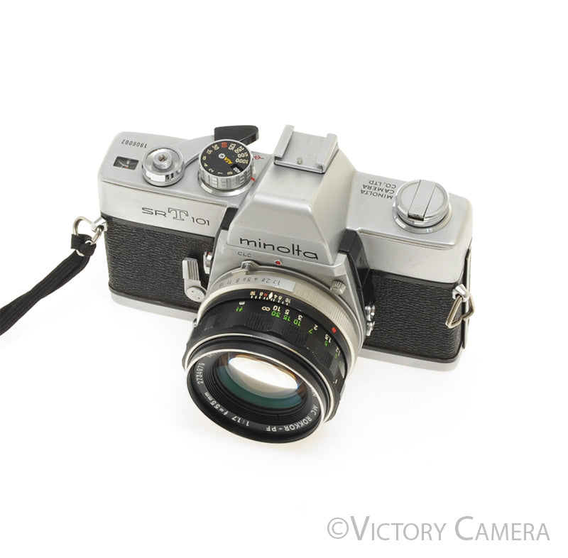 Minolta SRT101 SRT 101 Chrome 35mm Camera with 55mm F1.7 Lens [EXC-] - Victory Camera