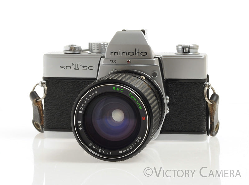 Minolta SRTSC Chrome 35mm Camera w/ 35-105mm Zoom Lens -New Seals- [EXC+] - Victory Camera