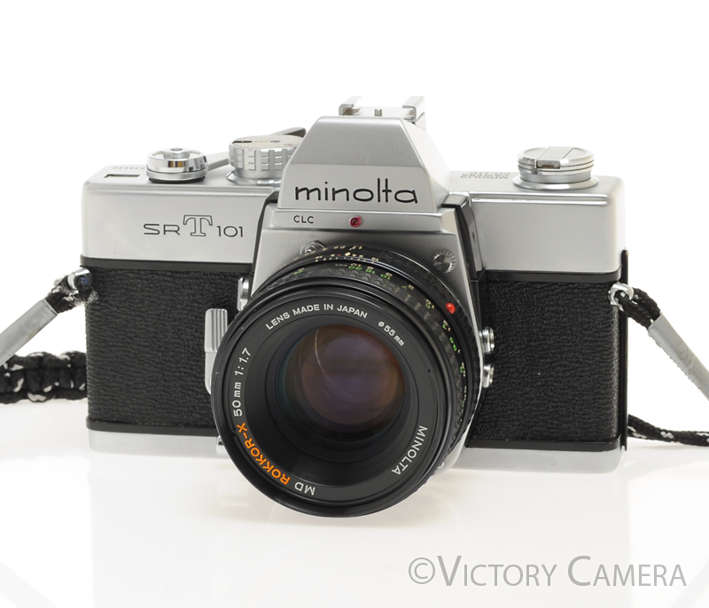 Minolta SRT101 SRT 101 Chrome 35mm Camera with 50mm F1.7 Lens -New Sea [EXC] - Victory Camera