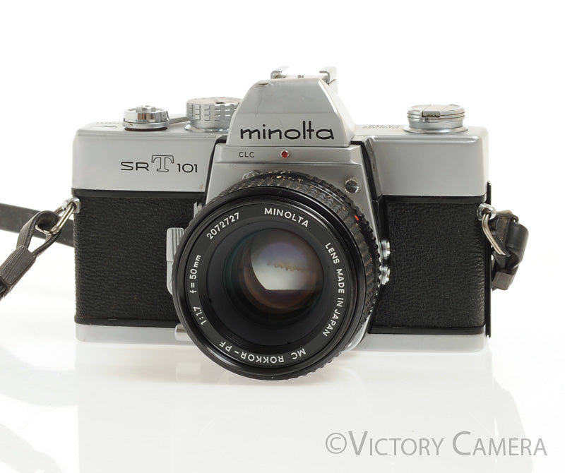Minolta SRT 101 Chrome 35mm Camera w/ 50mm f1.7 Lens -New Seals- [GOOD] - Victory Camera