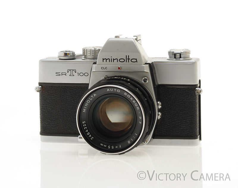 Minolta SRT 100 Chrome 35mm Camera w/ 55mm f1.8 Lens (Stop Down Meter) [EXC-] - Victory Camera