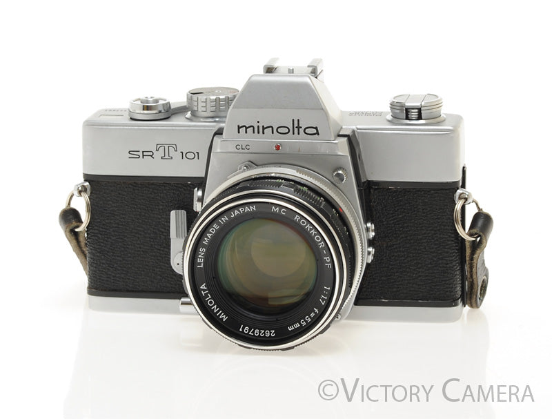 Minolta SRT 101 Chrome 35mm Camera w/ 55mm f1.7 Lens -New Seals-  [EXC+] - Victory Camera