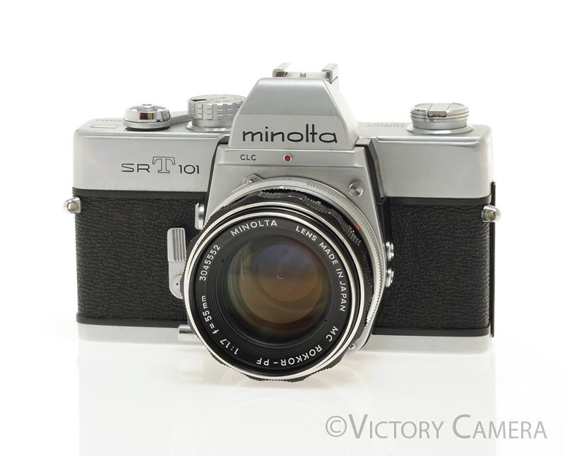 Minolta SRT 101 Chrome 35mm Camera w/ 55mm f1.7 Lens -New Seals- [EXC-] - Victory Camera