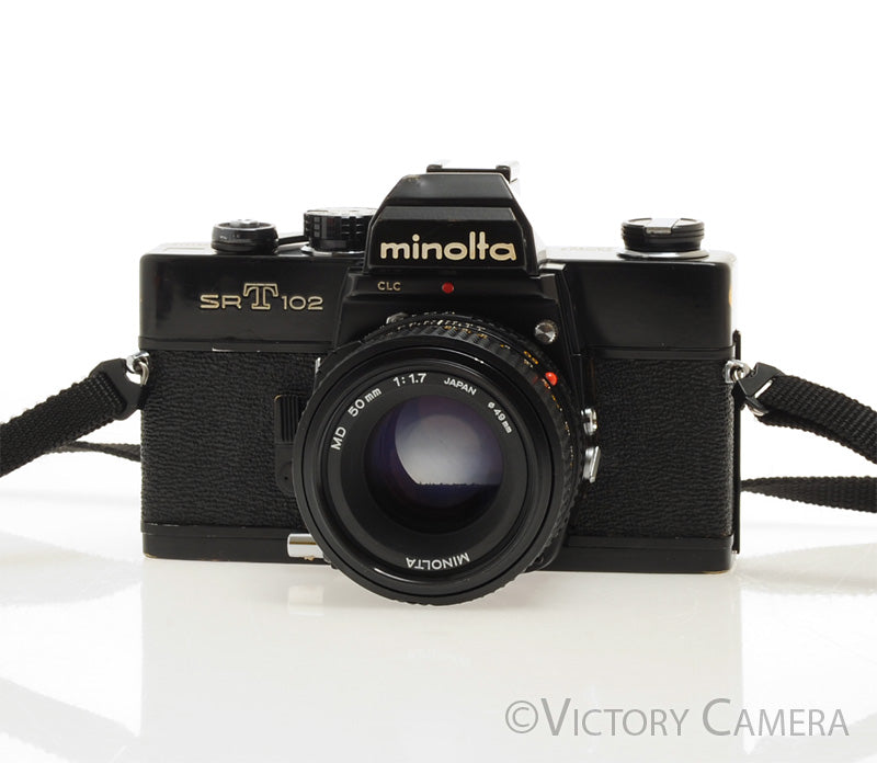 Minolta SRT 102 SRT 102 Black 35mm Camera w/ 50mm F1.7 Lens [EXC] - Victory Camera