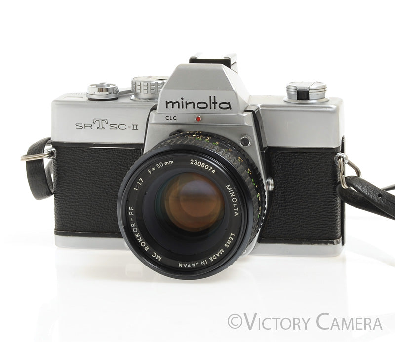 Minolta SRT SC-II Chrome 35mm Camera w/ 50mm f1.7 Lens -New Seals- [EXC] - Victory Camera