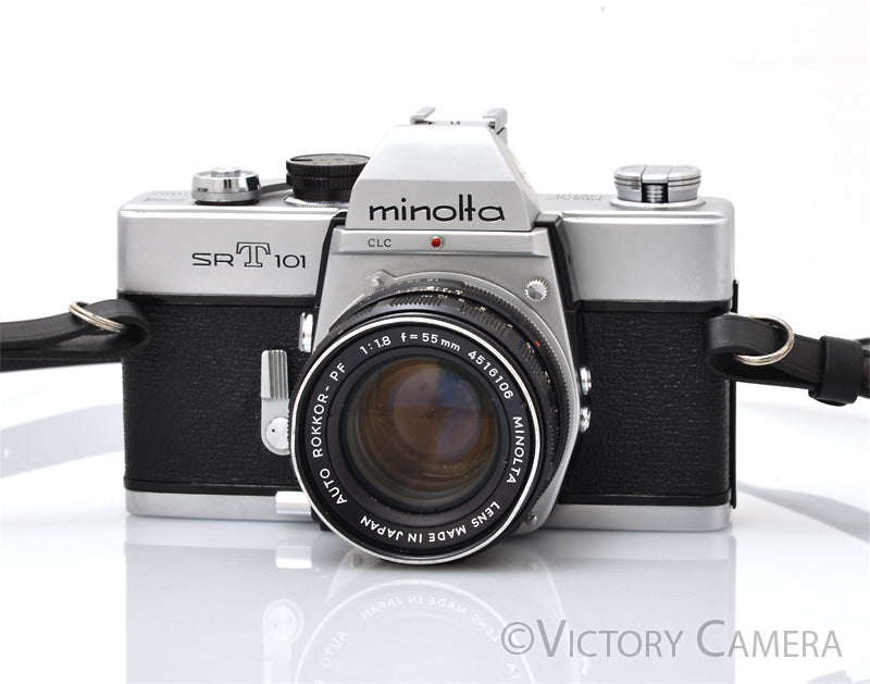 Minolta SRT101 Chrome 35mm Camera w/ 55mm f1.8 Lens (Stop Down Meter) [EXC]