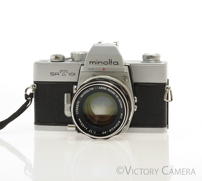 Minolta SRT101 SRT 101 Chrome 35mm Camera with 55mm F1.7 Lens [EXC-] - Victory Camera