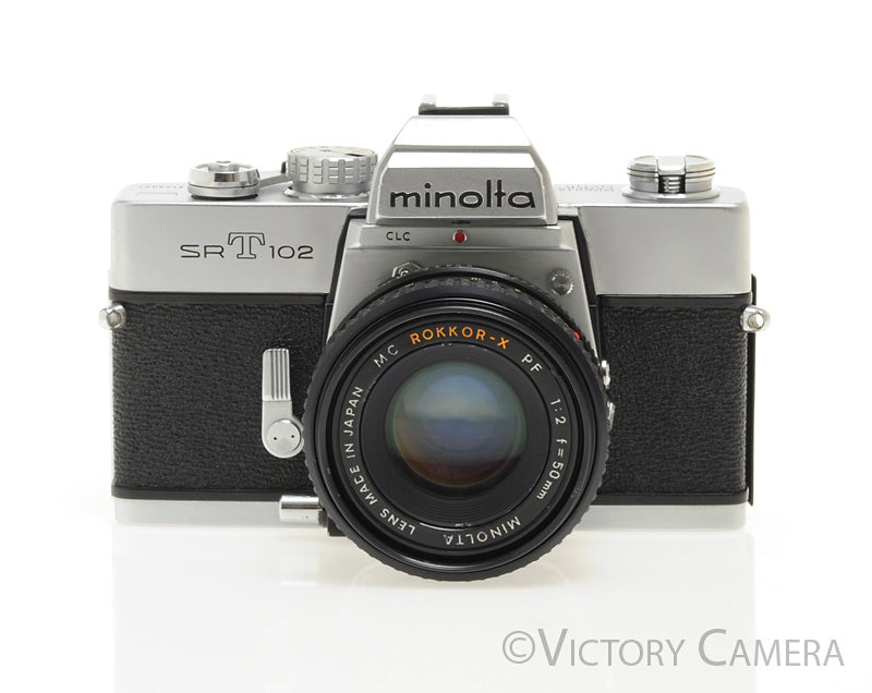 Minolta SRT 102 Chrome 35mm Camera w/ 50mm f2 Lens -New Seals-  [EXC] - Victory Camera