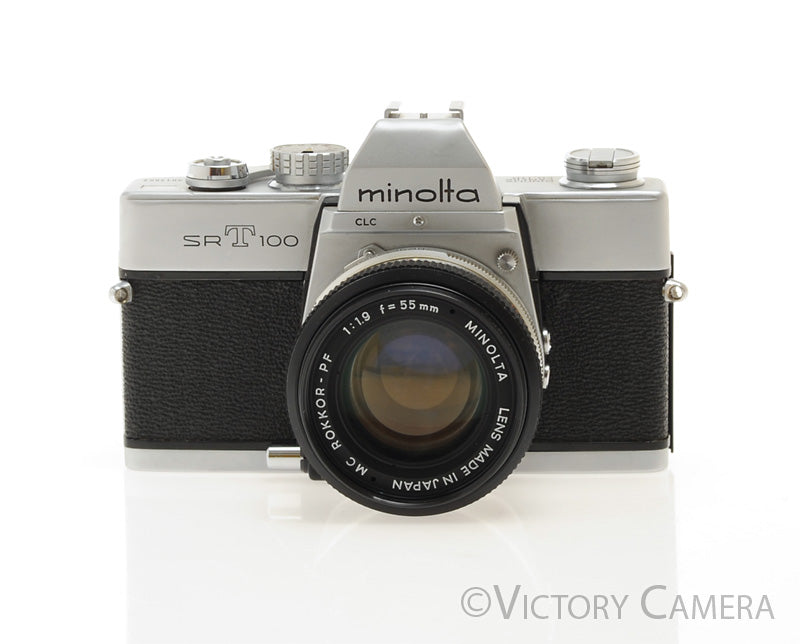 Minolta SRT 100 Chrome 35mm Camera w/ 55mm f1.9 Lens -New Seals- [EXC] - Victory Camera