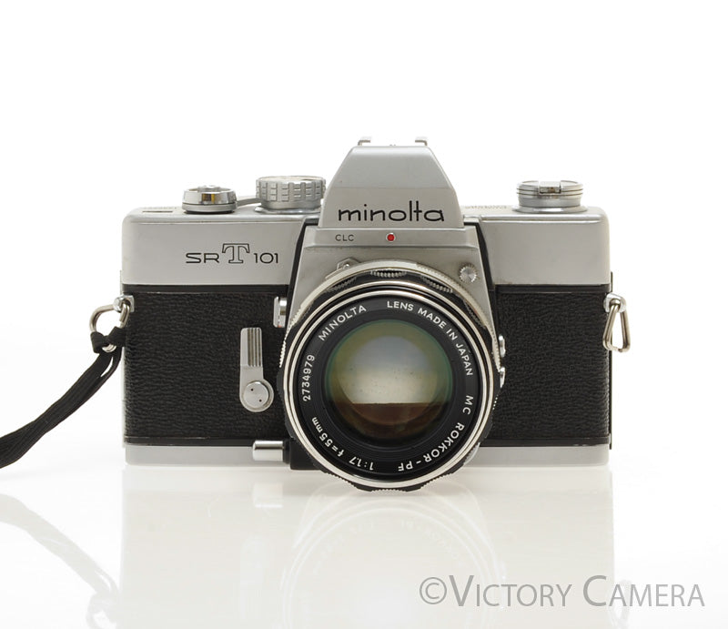 Minolta SRT101 SRT 101 Chrome 35mm Camera with 55mm F1.7 Lens [EXC-] - Victory Camera