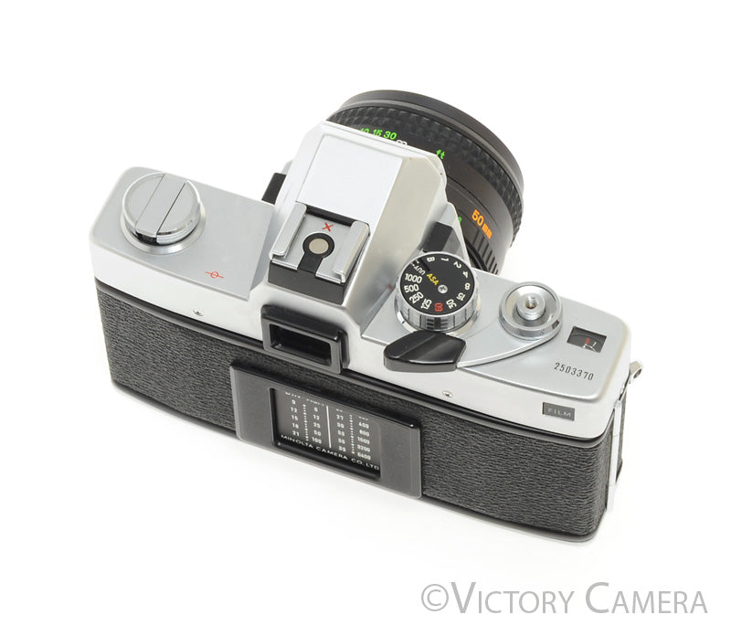 Minolta SRT 202 Chrome 35mm Camera w/ 50mm f1.7 Lens -New Seals-  [EXC+] - Victory Camera