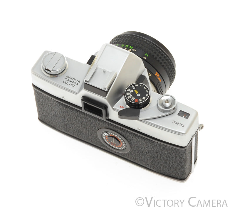 Minolta SRT101 Chrome 35mm Camera with 50mm F1.7 Lens -New Seals- [EXC]