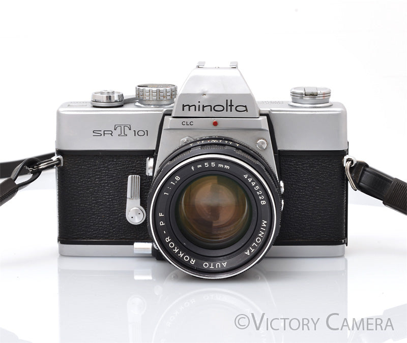 Minolta SRT101 SRT 101 Chrome 35mm Camera w/ 55mm f1.8 Lens [EXC-]