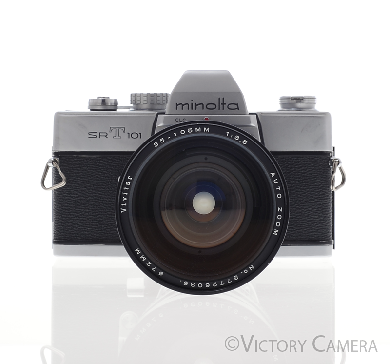 Minolta SRT101 SRT 101 Chrome 35mm Camera w/ 35-105mm Zoom Lens [EXC-] - Victory Camera