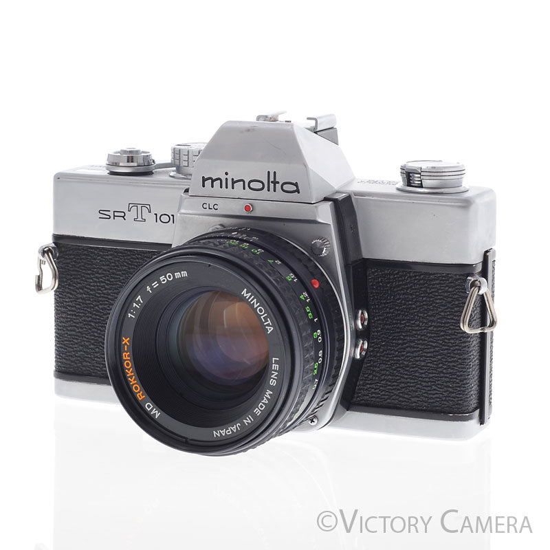 Minolta SRT101 SRT 101 Chrome 35mm Camera with 50mm F1.7 Lens [EXC] - Victory Camera