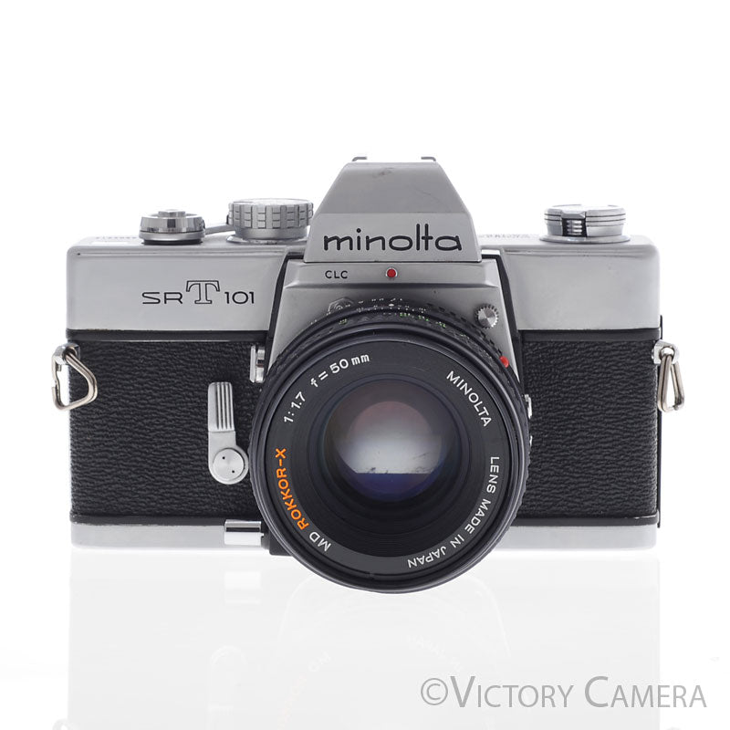 Minolta SRT101 SRT 101 Chrome 35mm Camera with 50mm F1.7 Lens [EXC] - Victory Camera
