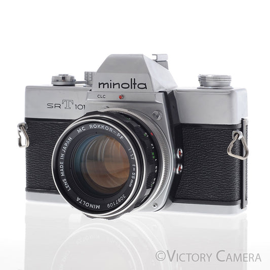 Minolta SRT101 SRT 101 Chrome 35mm Camera with 55mm f1.7 Lens [EXC] - Victory Camera
