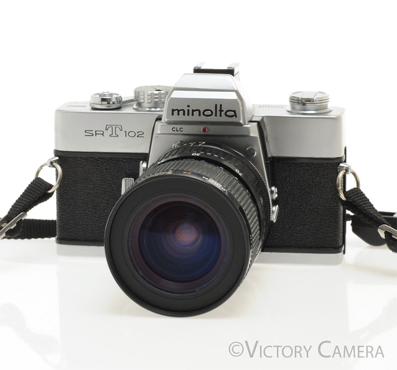 Minolta SRT 102 Chrome 35mm Camera w/ 28-70mm Lens -New Seals- [EXC+] - Victory Camera