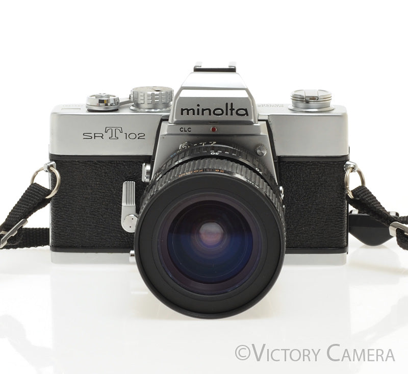 Minolta SRT 102 Chrome 35mm Camera w/ 28-70mm Lens -New Seals- [EXC+] - Victory Camera