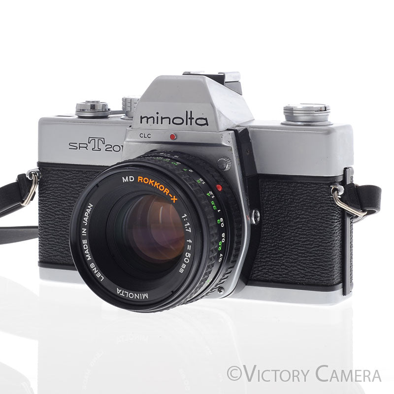 Minolta SRT 201 SRT201 Chrome 35mm Camera w/ 50mm f1.7 Lens [EXC+]