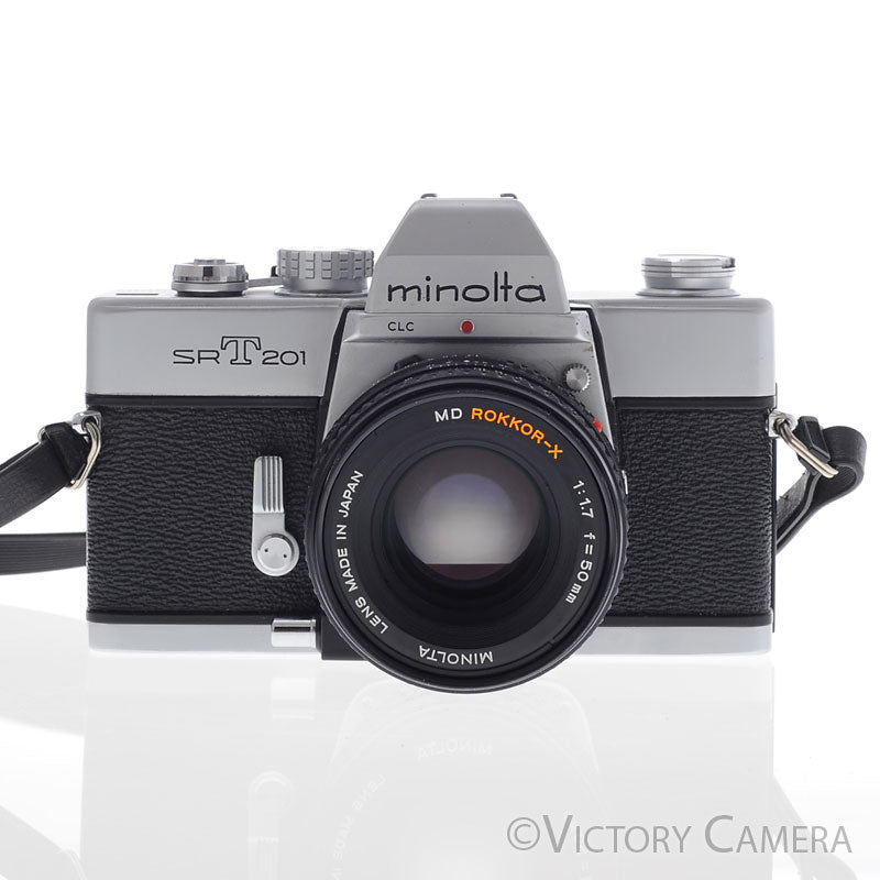 Minolta SRT 201 SRT201 Chrome 35mm Camera w/ 50mm f1.7 Lens [EXC+]