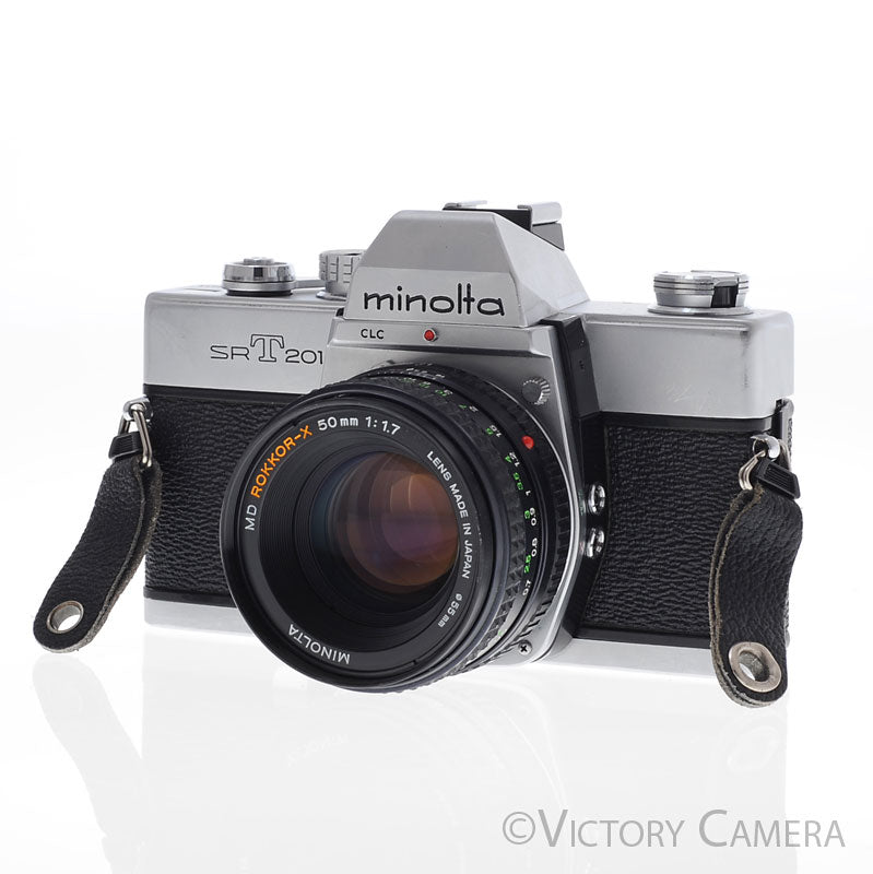 Minolta SRT 201 SRT201 Chrome 35mm Camera w/ 50mm f1.7 Lens [EXC-]