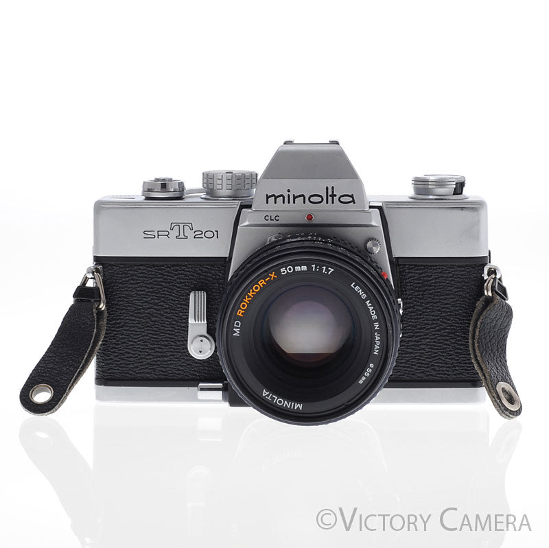 Minolta SRT 201 SRT201 Chrome 35mm Camera w/ 50mm f1.7 Lens [EXC-] - Victory Camera
