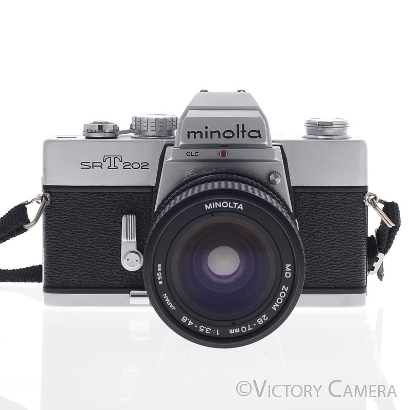 Minolta SRT202 SRT 202 Chrome 35mm Camera w/ 28-70mm Zoom Lens [EXC] - Victory Camera