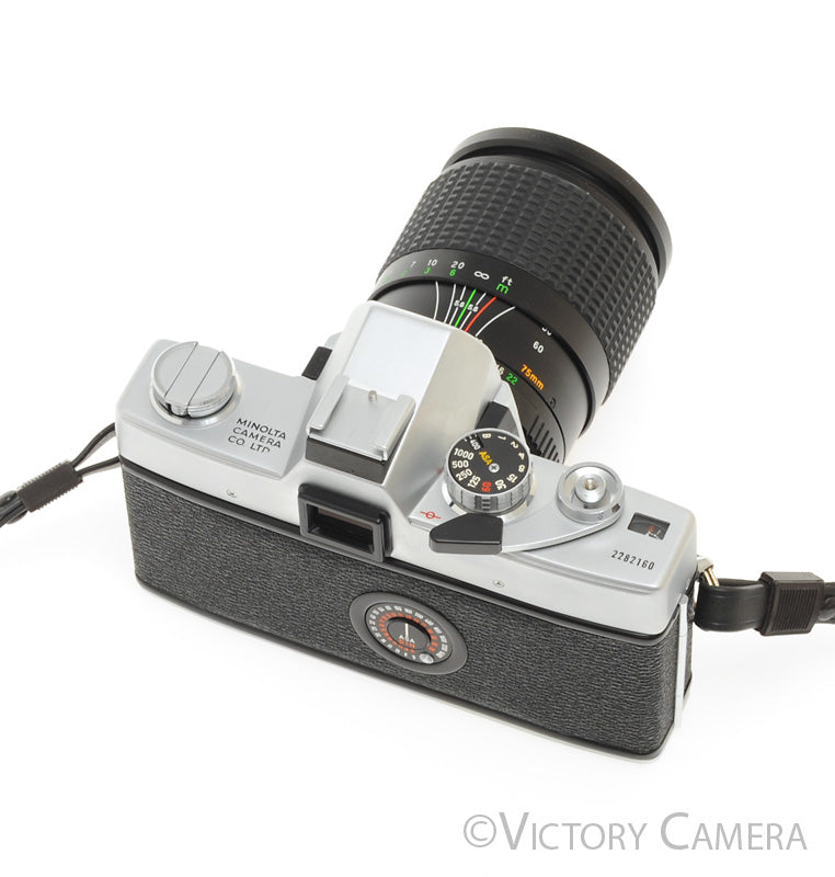 Minolta SRT101 SRT 101 Chrome 35mm Camera w/ 28-75mm Lens -New Seals- [EXC+] - Victory Camera
