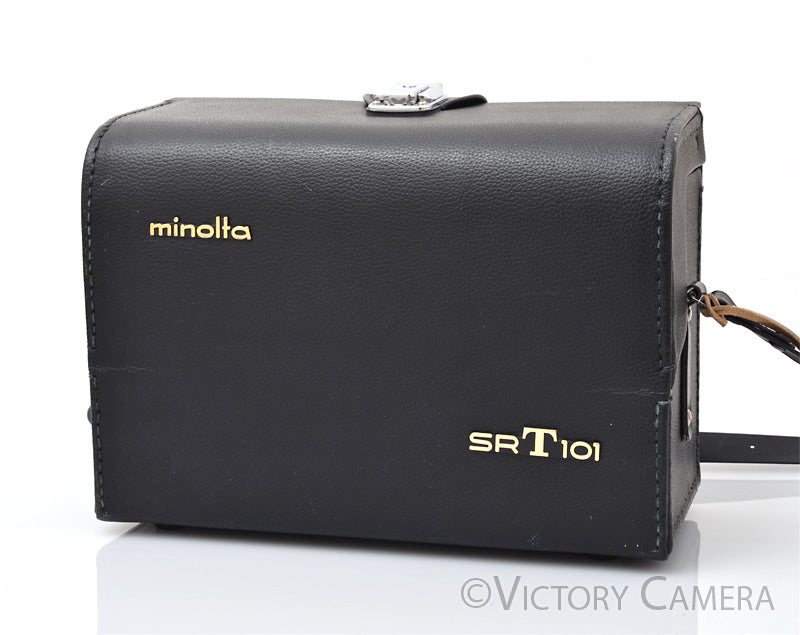 Minolta Black SRT101 Hard Leather Bag Carrying Case [EXC-] - Victory Camera