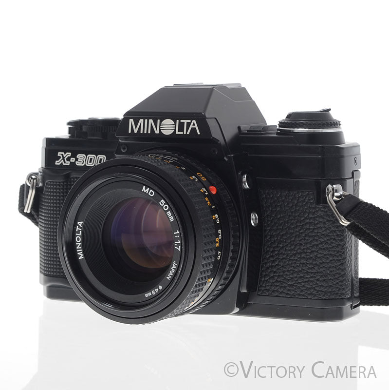 Minolta X-300 X300 Black 35mm SLR Film Camera w/ 50mm f1.7 Lens [EXC+] image 2