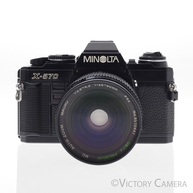 Minolta X-570 Black SLR Film Camera 28-80mm Zoom Lens -New Seals- [EXC] - Victory Camera