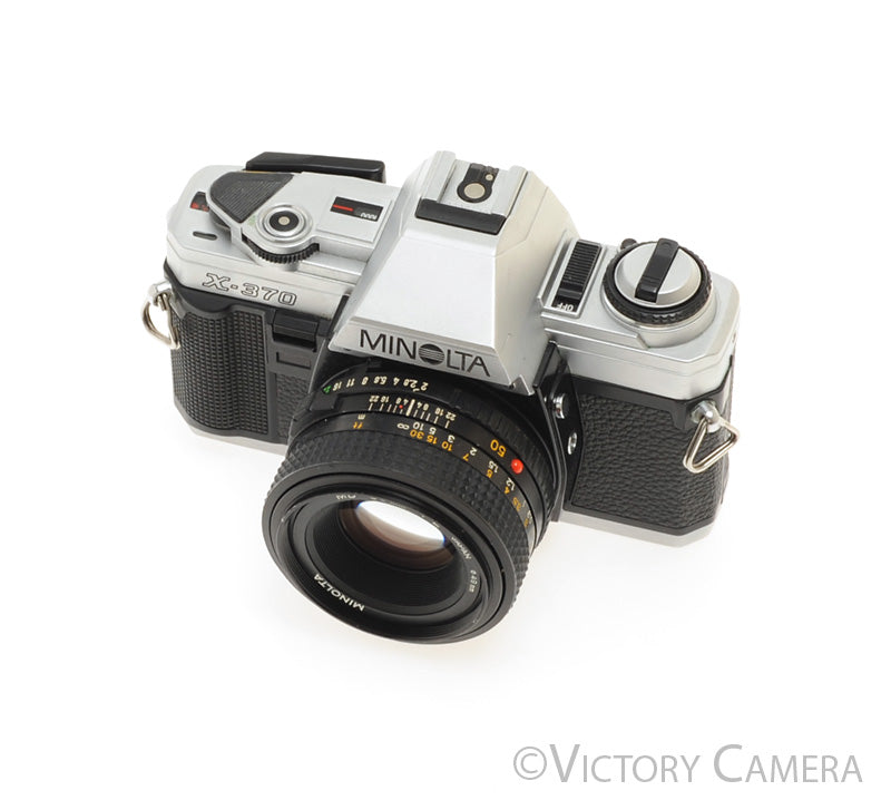 Minolta X-370 Chrome 35mm Manual Focus Camera w/ 50mm f2 Lens [EXC] - Victory Camera