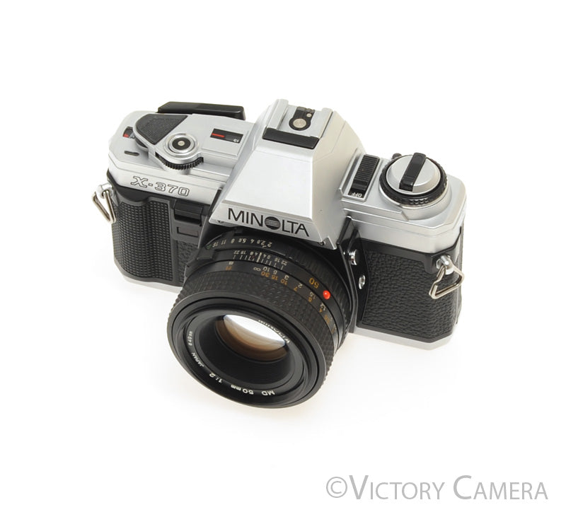 Minolta X-370 Chrome 35mm Manual Focus Camera w/ 50mm f2 Lens [EXC+]