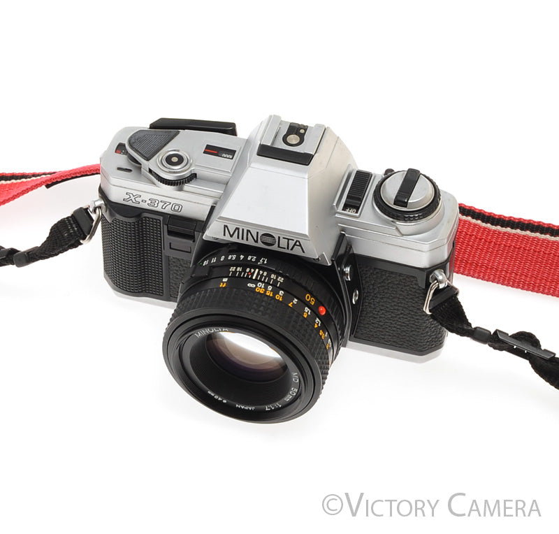 Minolta X-370 Chrome 35mm Manual Focus Camera w/ 50mm f1.7 Lens [EXC] - Victory Camera
