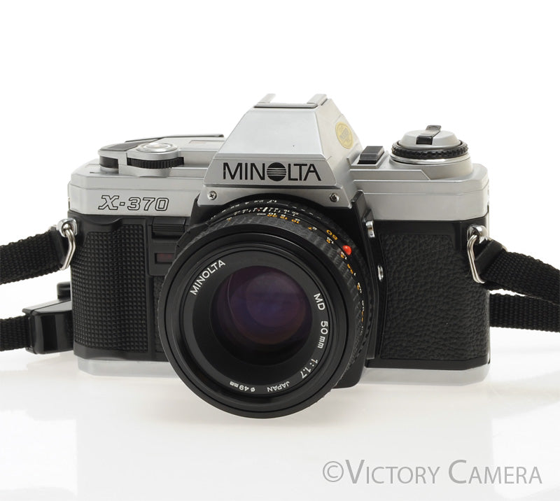 Minolta X-370 Chrome 35mm Manual Focus Camera w/ 50mm f1.7 Lens [EXC+] - Victory Camera