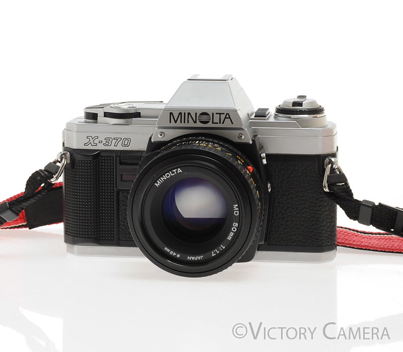 Minolta X-370 Chrome 35mm Manual Focus Camera w/ 50mm f1.7 Lens [EXC] - Victory Camera