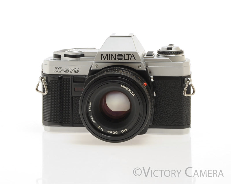 Minolta X-370 Chrome 35mm Manual Focus Camera w/ 50mm f2 Lens [EXC+]