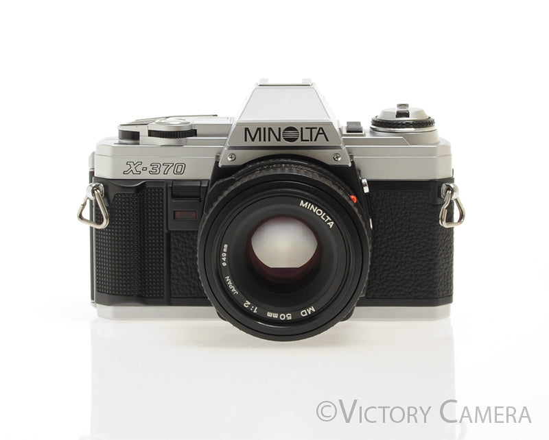Minolta X-370 Chrome 35mm Manual Focus Camera w/ 50mm f2 Lens [EXC+]