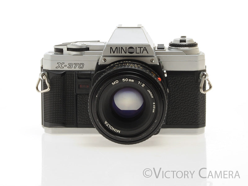 Minolta X-370 Chrome 35mm Manual Focus Camera w/ 50mm f2 Lens [EXC] - Victory Camera